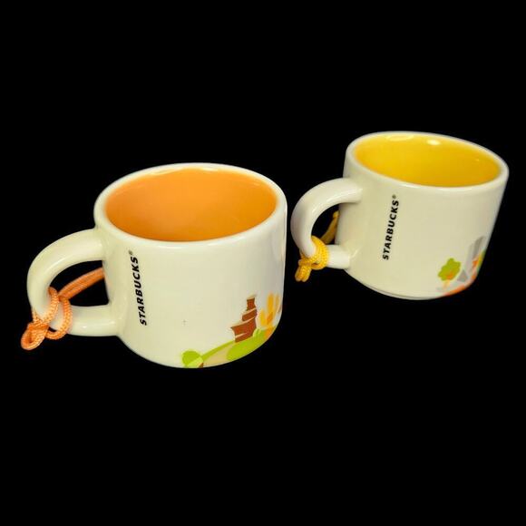 Starbucks Ornaments Dallas Texas Demitasse Coffee Cups 2 oz Set of Two Boxed New - Picture 4 of 11